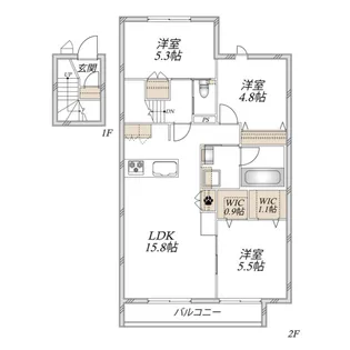 【ヘーベルメゾン】(仮称)桜区田島メゾン【2階】の間取り