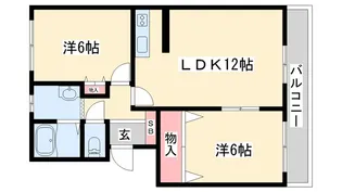ローズガーデン 1番館【2階】の間取り