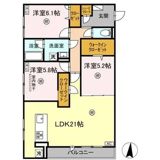 クインス ベル【3階】の間取り