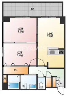 スカイコート出島【4階】の間取り