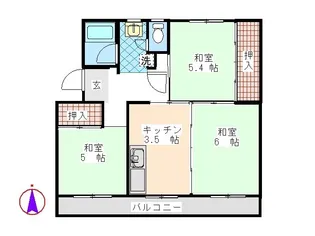 松戸タイムズ2号棟【4階】の間取り