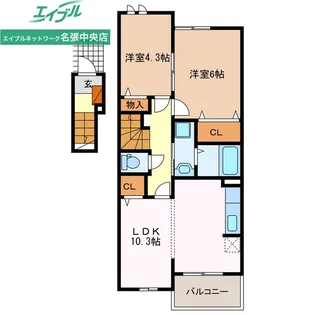 ベルポスト・ドゥーエ【2階】の間取り
