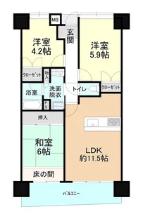 ダイアパレス三番町【12階】の間取り