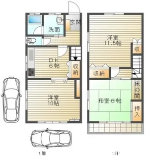 南方5丁目 メゾネットの家 西側【2階】の間取り