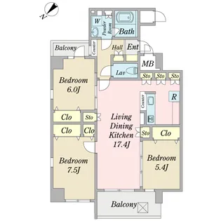 グランデファーレセンター北【5階】の間取り