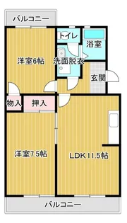 2LDKの間取り画像