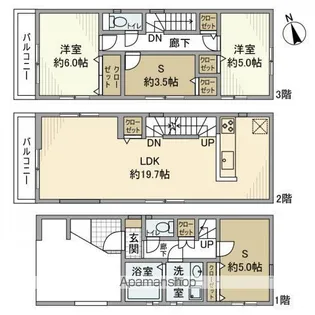 神奈川県横浜市鶴見区下野谷町1【一戸建】の間取り