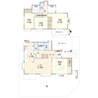 神奈川県横浜市青葉区市ケ尾町【一戸建】の間取り