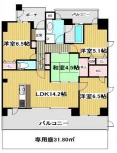 ウィルコート八木【1階】の間取り