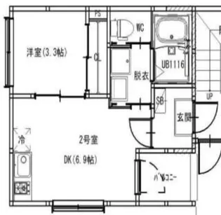 ハーモニーテラス椥辻西浦町II【1階】の間取り