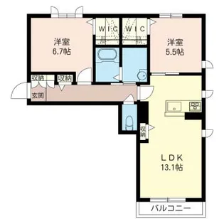 ラ・ソレイルB【2階】の間取り