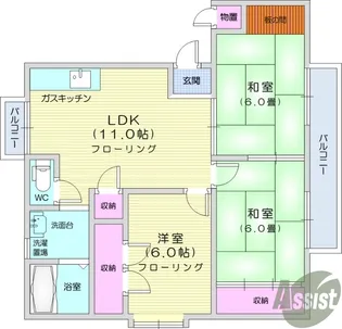 マリンハイツB【2階】の間取り