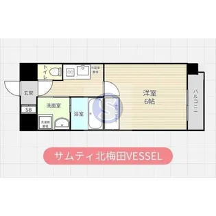 サムティ北梅田VESSEL【9階】の間取り