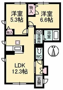 グランドール津高 壱番館【1階】の間取り