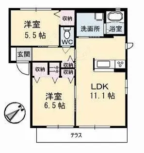 グラスガーデン A棟【1階】の間取り