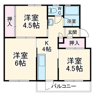 東芝杉田コーポ4号棟【4階】の間取り