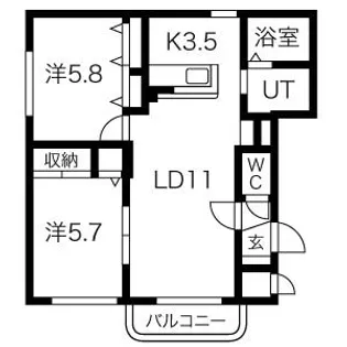サンモールハイツ【2階】の間取り