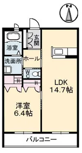 1LDKの間取り画像