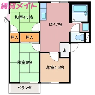 ベルヴィル大世古B【2階】の間取り