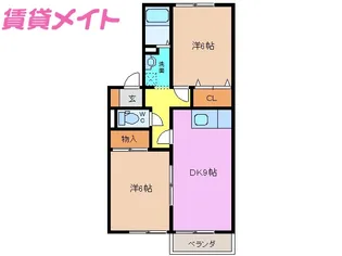 ベルメゾンクレアB【1階】の間取り