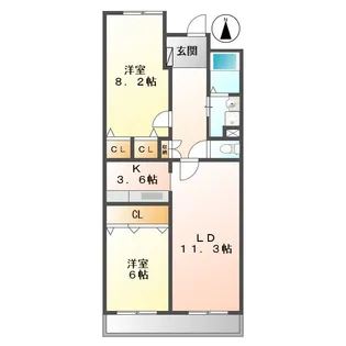 ソーラスフロント富船 (旧グラン・アベニュー富船)【3階】の間取り