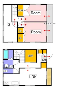 岡山県岡山市北区東古松【一戸建】の間取り