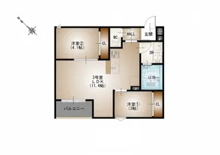 REGALEST-F 矢野駅前【3階】の間取り