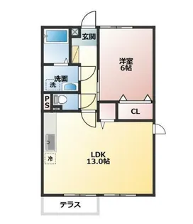 ランドリバーハイツII【1階】の間取り