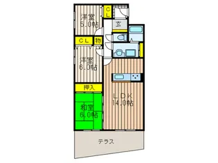 スクエア美濃山B【1階】の間取り