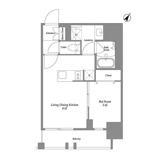 オープンブルーム伊勢佐木町【8階】の間取り
