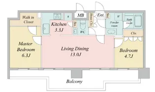 ドゥーエ日本橋【10階】の間取り