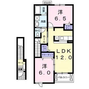 アンソレイエB【2階】の間取り