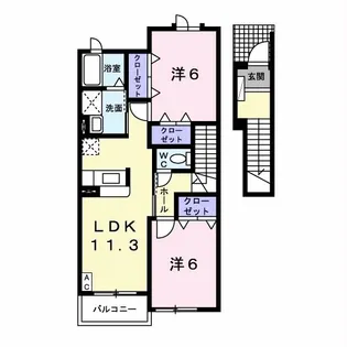 アロッジオラッフィナート【2階】の間取り
