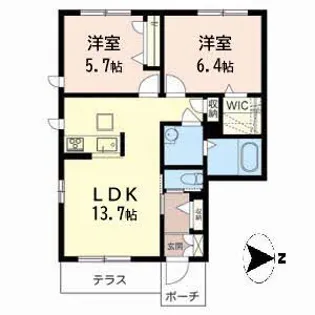 グランメール小坂B【1階】の間取り