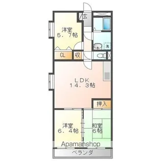 ロイヤルエステートIII【5階】の間取り