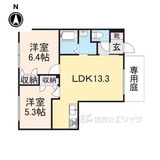 ヴェルジェB【1階】の間取り