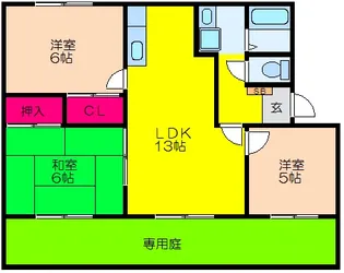 プレステージ大美野B棟【2階】の間取り