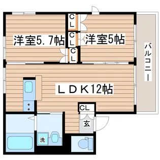 カサ デル ソル【2階】の間取り