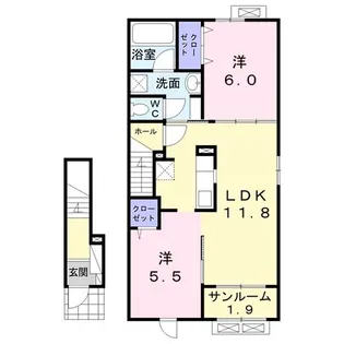 アローズII【2階】の間取り