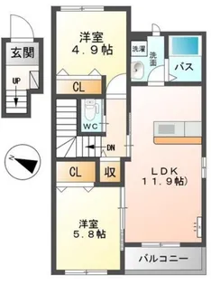 広島県廿日市市大野【アパート】の間取り