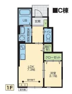 ワンリッチ金ヶ崎C【1階】の間取り