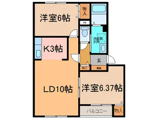 ロイウッドウエスト【1階】の間取り