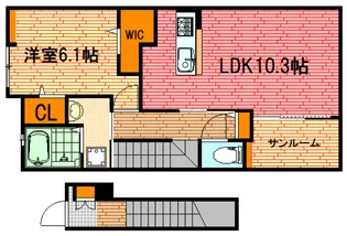 グランディ八重東【2階】の間取り