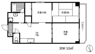 神戸湊アパートメント【3階】の間取り