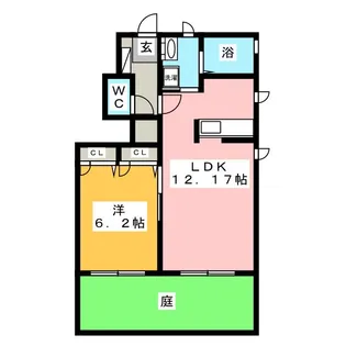 ヒュドールヒューレー B棟【1階】の間取り