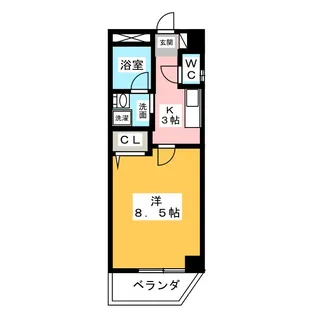 スカイコート阿由知通【7階】の間取り