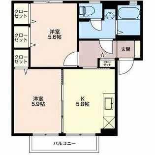 ミドルフィールド【2階】の間取り