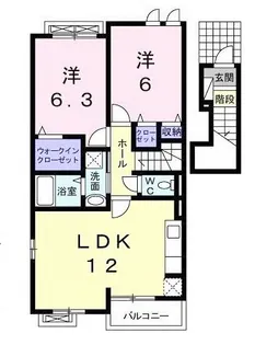広島県呉市焼山北2【アパート】の間取り