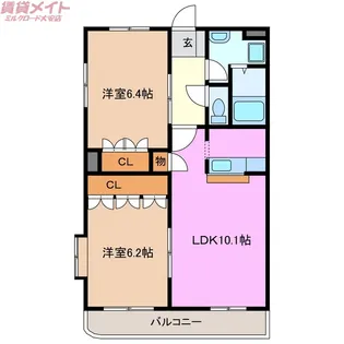 サンパレスダンディ B棟【1階】の間取り