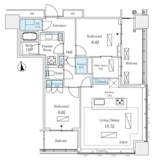 WORLD TOWER RESIDENCE ワールドタワーレジデンス【33階】の間取り